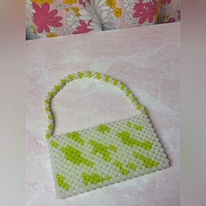 Handmade beaded green purse